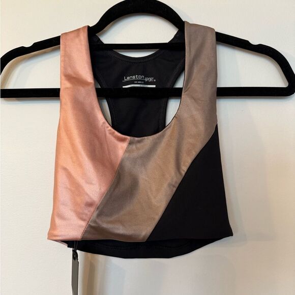 LANSTON SPORT Finn Colorblocked Sports Bra In Black Size Small - Picture 2 of 7